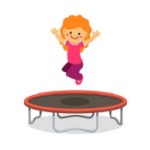 Kind springt auf Kindertrampolin